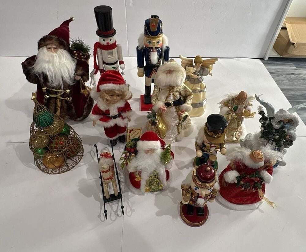 Assorted Vintage Christmas Holiday Decor Lot Santas Nutcrackers and Angels